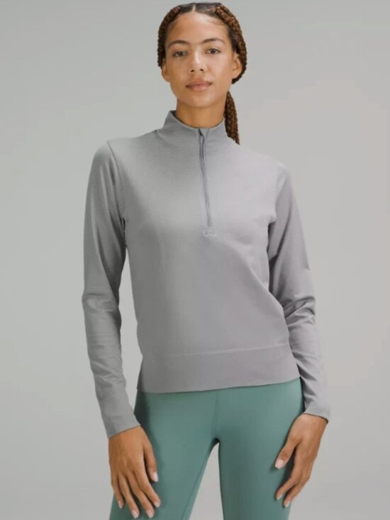 lululemon athletica Tops - Lululemon Swiftly Relaxed Half Zip in Gull Grey/White - Size 6